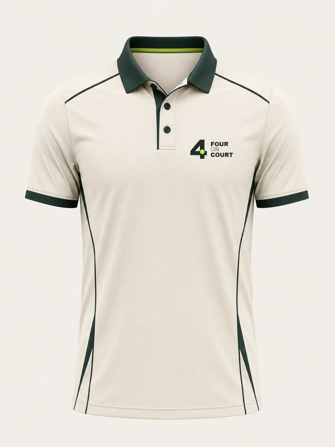 Tricou polo nisipiu de padel cu guler verde închis